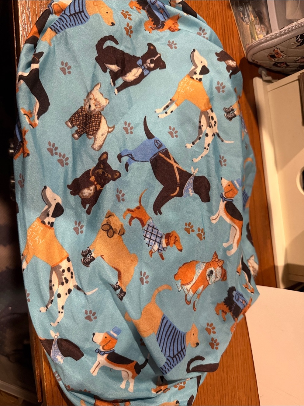 Blue Funny Dogs  Print Crib Fitted Sheet